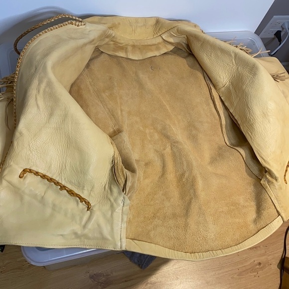 Vintage Size 6-8 Handmade Leather Butterscotch Western Jacket Coat with Fringe - Picture 16 of 16